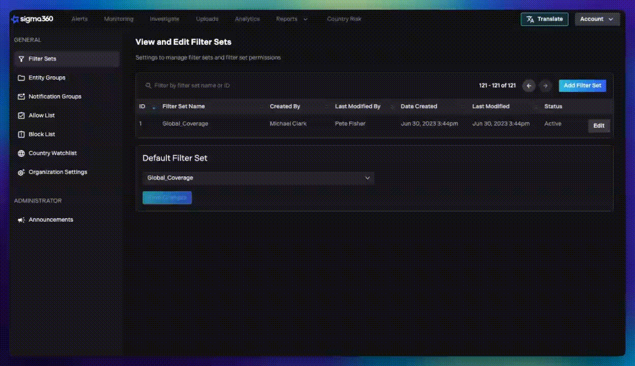 Step 2 - Create or Edit Filter Set-1