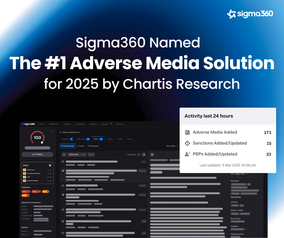 Sigma360 Named #1 Adverse Media Solution in 2025 by Chartis Research