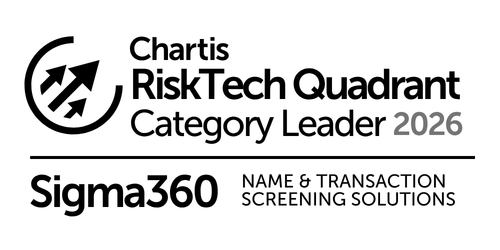 Chartis RiskTech Quadrant Category Leader 2026, Sigma360, Name and Transaction Screening Solutions