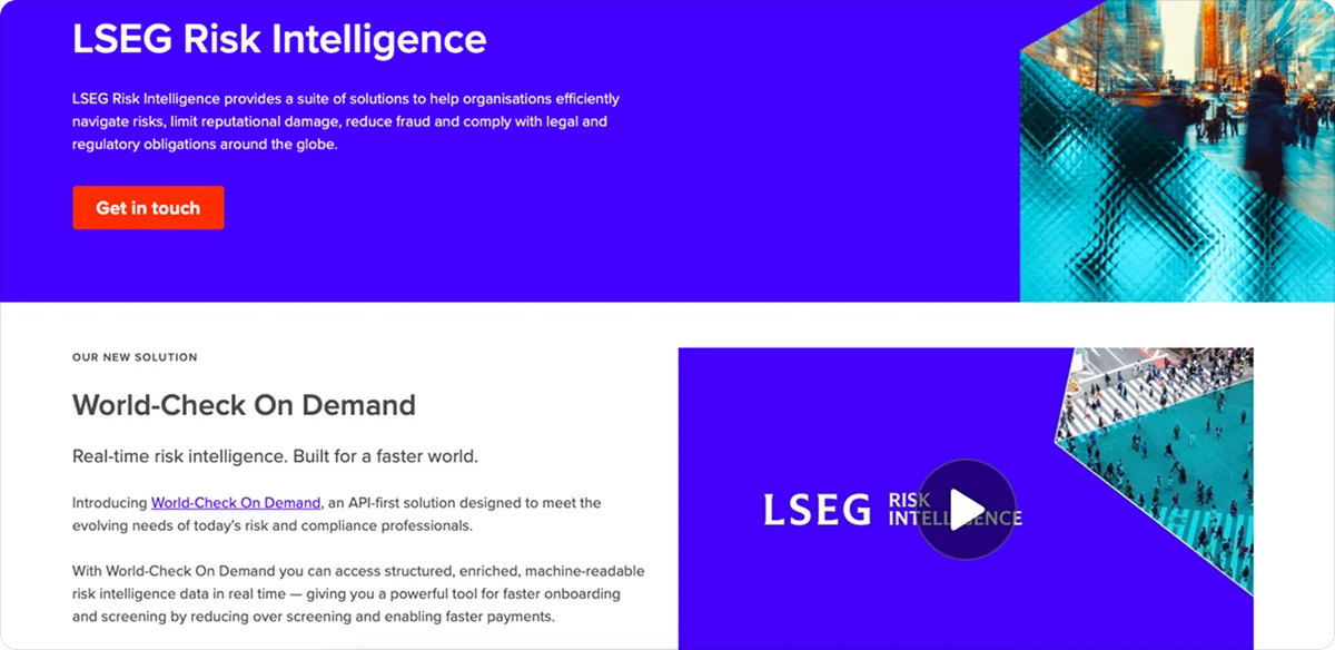LSEG World Check Homepage