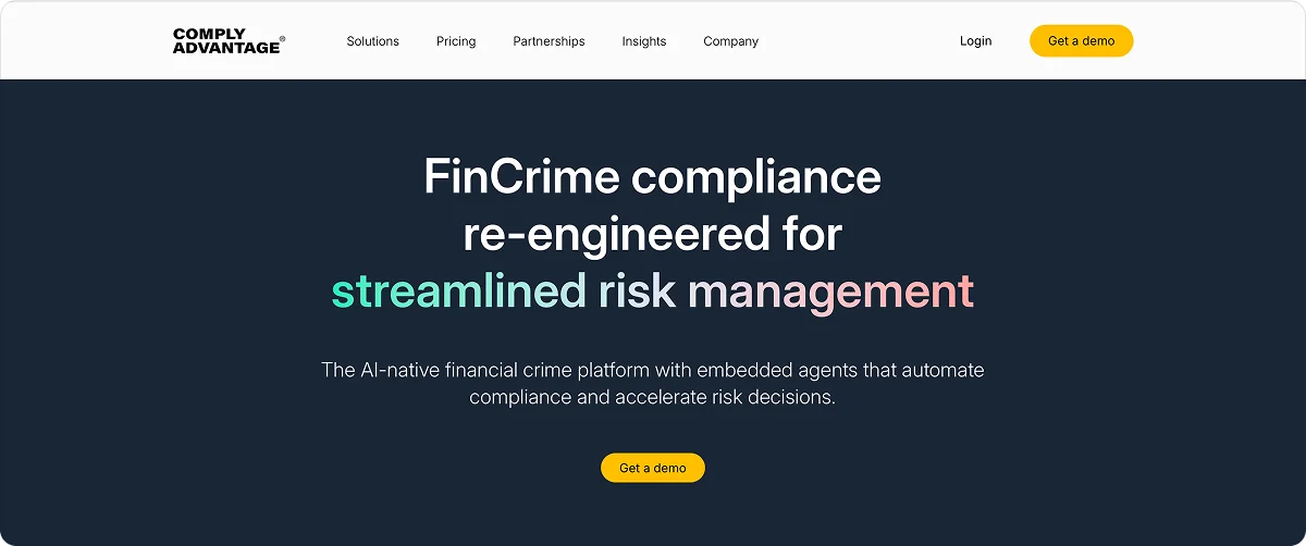 ComplyAdvantage Homepage