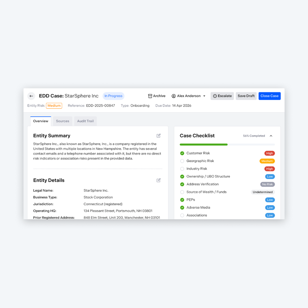 EDD Agent, Step 2: Consolidated risk profile
